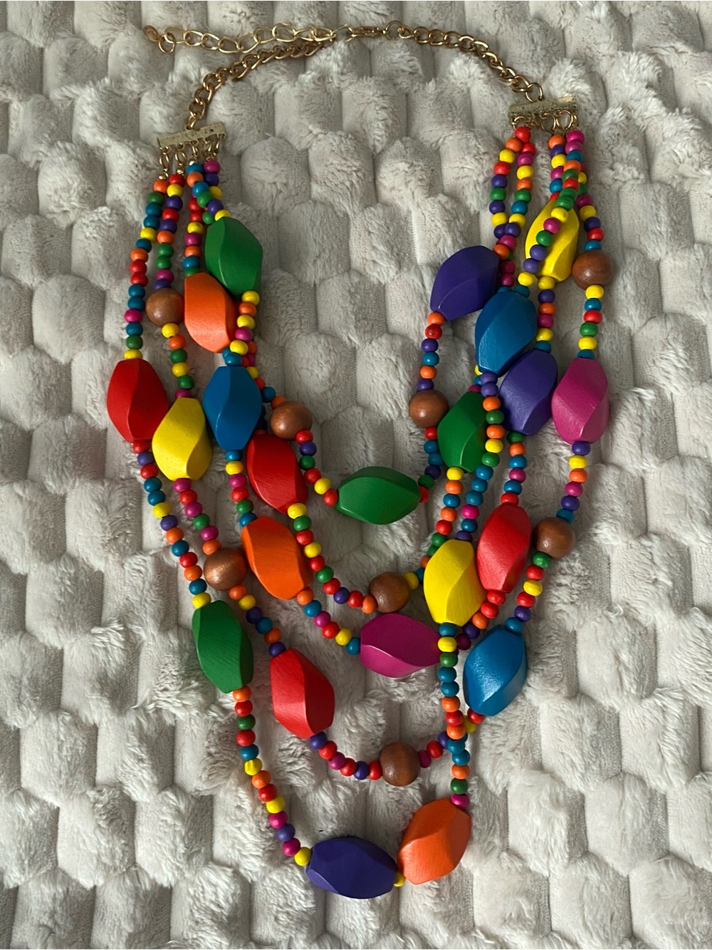 Colorful Multi-Strand Beaded Statement Necklace - Brand Unspecified
